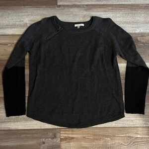 Cozy Casual Black Ribbed Crewneck Sweater